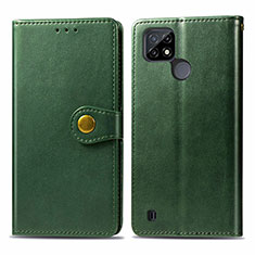 Coque Portefeuille Livre Cuir Etui Clapet S05D pour Realme C21 Vert