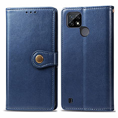 Coque Portefeuille Livre Cuir Etui Clapet S05D pour Realme C21Y Bleu