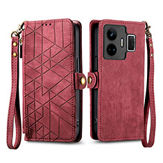 Coque Portefeuille Livre Cuir Etui Clapet S05D pour Realme GT3 5G Rouge