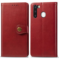 Coque Portefeuille Livre Cuir Etui Clapet S05D pour Samsung Galaxy A21 European Rouge