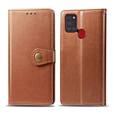 Coque Portefeuille Livre Cuir Etui Clapet S05D pour Samsung Galaxy A21s Marron