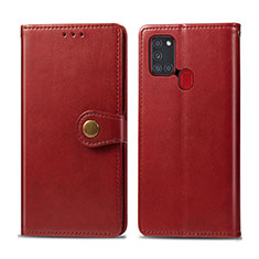 Coque Portefeuille Livre Cuir Etui Clapet S05D pour Samsung Galaxy A21s Rouge