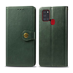 Coque Portefeuille Livre Cuir Etui Clapet S05D pour Samsung Galaxy A21s Vert