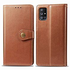 Coque Portefeuille Livre Cuir Etui Clapet S05D pour Samsung Galaxy A71 5G Marron