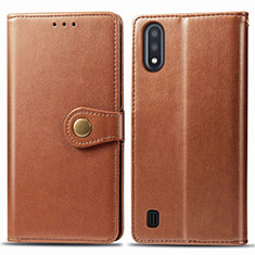 Coque Portefeuille Livre Cuir Etui Clapet S05D pour Samsung Galaxy M01 Marron