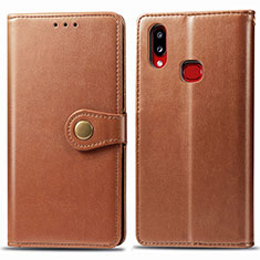 Coque Portefeuille Livre Cuir Etui Clapet S05D pour Samsung Galaxy M01s Marron