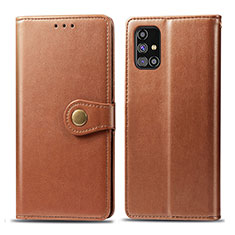 Coque Portefeuille Livre Cuir Etui Clapet S05D pour Samsung Galaxy M31s Marron