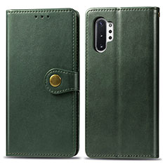 Coque Portefeuille Livre Cuir Etui Clapet S05D pour Samsung Galaxy Note 10 Plus 5G Vert