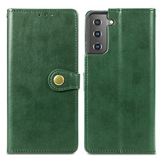 Coque Portefeuille Livre Cuir Etui Clapet S05D pour Samsung Galaxy S21 5G Vert