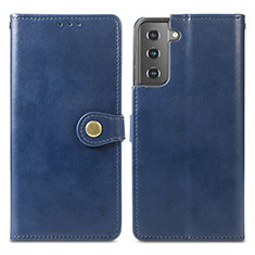 Coque Portefeuille Livre Cuir Etui Clapet S05D pour Samsung Galaxy S21 Plus 5G Bleu