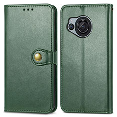 Coque Portefeuille Livre Cuir Etui Clapet S05D pour Sharp Aquos R8 Vert