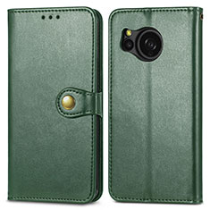 Coque Portefeuille Livre Cuir Etui Clapet S05D pour Sharp Aquos Sense8 Vert