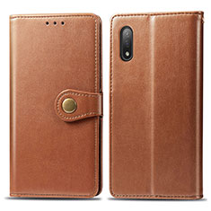 Coque Portefeuille Livre Cuir Etui Clapet S05D pour Sony Xperia Ace II SO-41B Marron