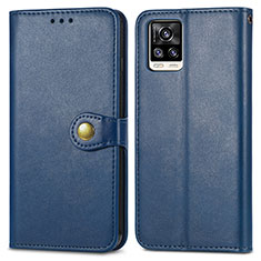 Coque Portefeuille Livre Cuir Etui Clapet S05D pour Vivo V20 (2021) Bleu