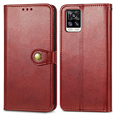 Coque Portefeuille Livre Cuir Etui Clapet S05D pour Vivo V20 Rouge