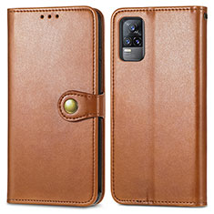 Coque Portefeuille Livre Cuir Etui Clapet S05D pour Vivo V21e 4G Marron