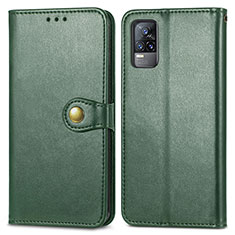 Coque Portefeuille Livre Cuir Etui Clapet S05D pour Vivo V21e 4G Vert