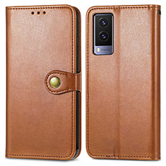 Coque Portefeuille Livre Cuir Etui Clapet S05D pour Vivo V21e 5G Marron