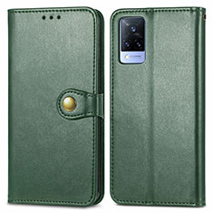 Coque Portefeuille Livre Cuir Etui Clapet S05D pour Vivo V21s 5G Vert