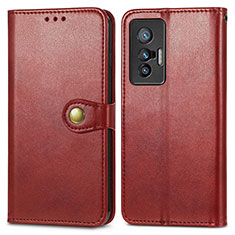 Coque Portefeuille Livre Cuir Etui Clapet S05D pour Vivo X70 5G Rouge