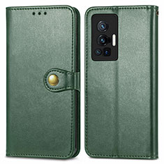 Coque Portefeuille Livre Cuir Etui Clapet S05D pour Vivo X70 Pro 5G Vert