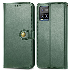 Coque Portefeuille Livre Cuir Etui Clapet S05D pour Vivo Y21 Vert