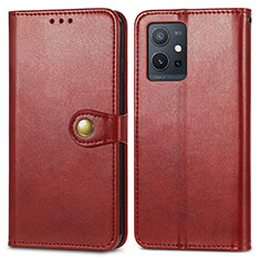 Coque Portefeuille Livre Cuir Etui Clapet S05D pour Vivo Y30 5G Rouge