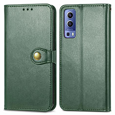 Coque Portefeuille Livre Cuir Etui Clapet S05D pour Vivo Y52 5G Vert