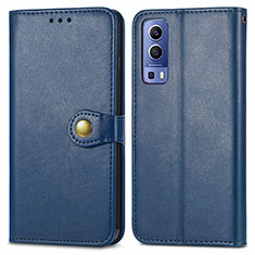 Coque Portefeuille Livre Cuir Etui Clapet S05D pour Vivo Y72 5G Bleu