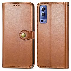 Coque Portefeuille Livre Cuir Etui Clapet S05D pour Vivo Y72 5G Marron