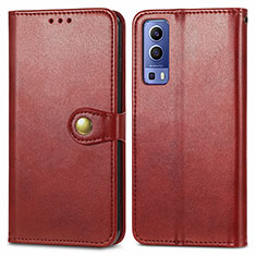 Coque Portefeuille Livre Cuir Etui Clapet S05D pour Vivo Y72 5G Rouge