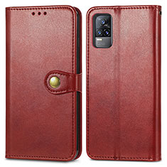 Coque Portefeuille Livre Cuir Etui Clapet S05D pour Vivo Y73 (2021) Rouge