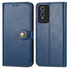 Coque Portefeuille Livre Cuir Etui Clapet S05D pour Vivo Y74s 5G Bleu