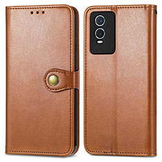 Coque Portefeuille Livre Cuir Etui Clapet S05D pour Vivo Y74s 5G Marron