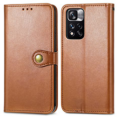 Coque Portefeuille Livre Cuir Etui Clapet S05D pour Xiaomi Mi 11i 5G (2022) Marron