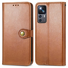 Coque Portefeuille Livre Cuir Etui Clapet S05D pour Xiaomi Mi 12T 5G Marron