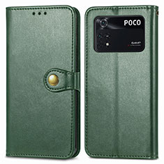 Coque Portefeuille Livre Cuir Etui Clapet S05D pour Xiaomi Poco M4 Pro 4G Vert