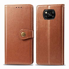 Coque Portefeuille Livre Cuir Etui Clapet S05D pour Xiaomi Poco X3 Pro Marron