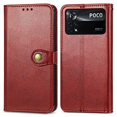 Coque Portefeuille Livre Cuir Etui Clapet S05D pour Xiaomi Poco X4 Pro 5G Rouge