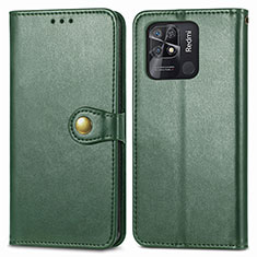 Coque Portefeuille Livre Cuir Etui Clapet S05D pour Xiaomi Redmi 10 India Vert