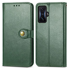 Coque Portefeuille Livre Cuir Etui Clapet S05D pour Xiaomi Redmi K50 Gaming 5G Vert