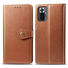 Coque Portefeuille Livre Cuir Etui Clapet S05D pour Xiaomi Redmi Note 10 Pro 4G Marron