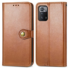 Coque Portefeuille Livre Cuir Etui Clapet S05D pour Xiaomi Redmi Note 10 Pro 5G Marron