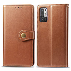 Coque Portefeuille Livre Cuir Etui Clapet S05D pour Xiaomi Redmi Note 10T 5G Marron