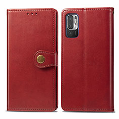 Coque Portefeuille Livre Cuir Etui Clapet S05D pour Xiaomi Redmi Note 10T 5G Rouge