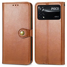 Coque Portefeuille Livre Cuir Etui Clapet S05D pour Xiaomi Redmi Note 11E Pro 5G Marron