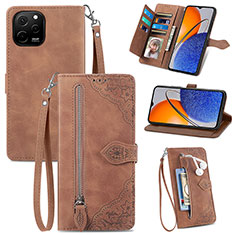 Coque Portefeuille Livre Cuir Etui Clapet S06D pour Huawei Enjoy 50z Marron