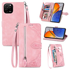 Coque Portefeuille Livre Cuir Etui Clapet S06D pour Huawei Enjoy 50z Rose