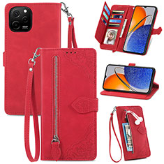 Coque Portefeuille Livre Cuir Etui Clapet S06D pour Huawei Enjoy 50z Rouge