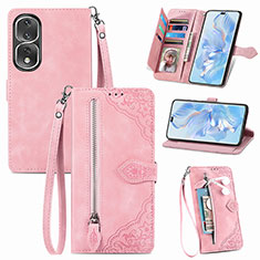 Coque Portefeuille Livre Cuir Etui Clapet S06D pour Huawei Honor 80 Pro 5G Rose